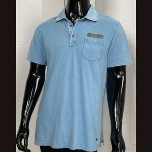 Boss Hugo Boss Light Blue Distressed Soft Polo Short Sleeve Shirt sz XL